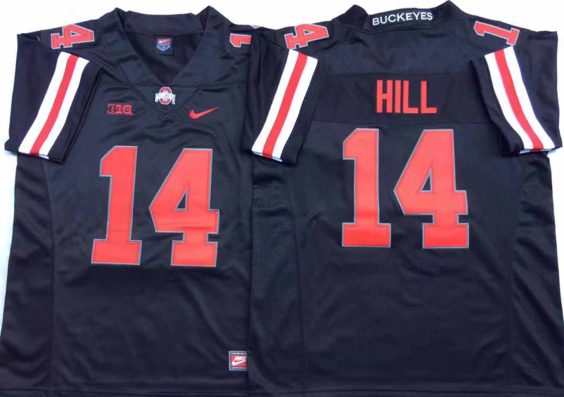 NCAA Men Ohio State Buckeyes Black #14 HILL->ncaa teams->NCAA Jersey